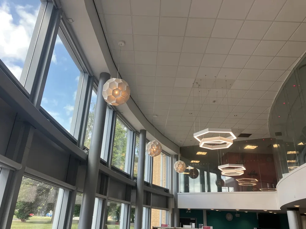 Hexagonal geometric feature pendants at Haltemprice