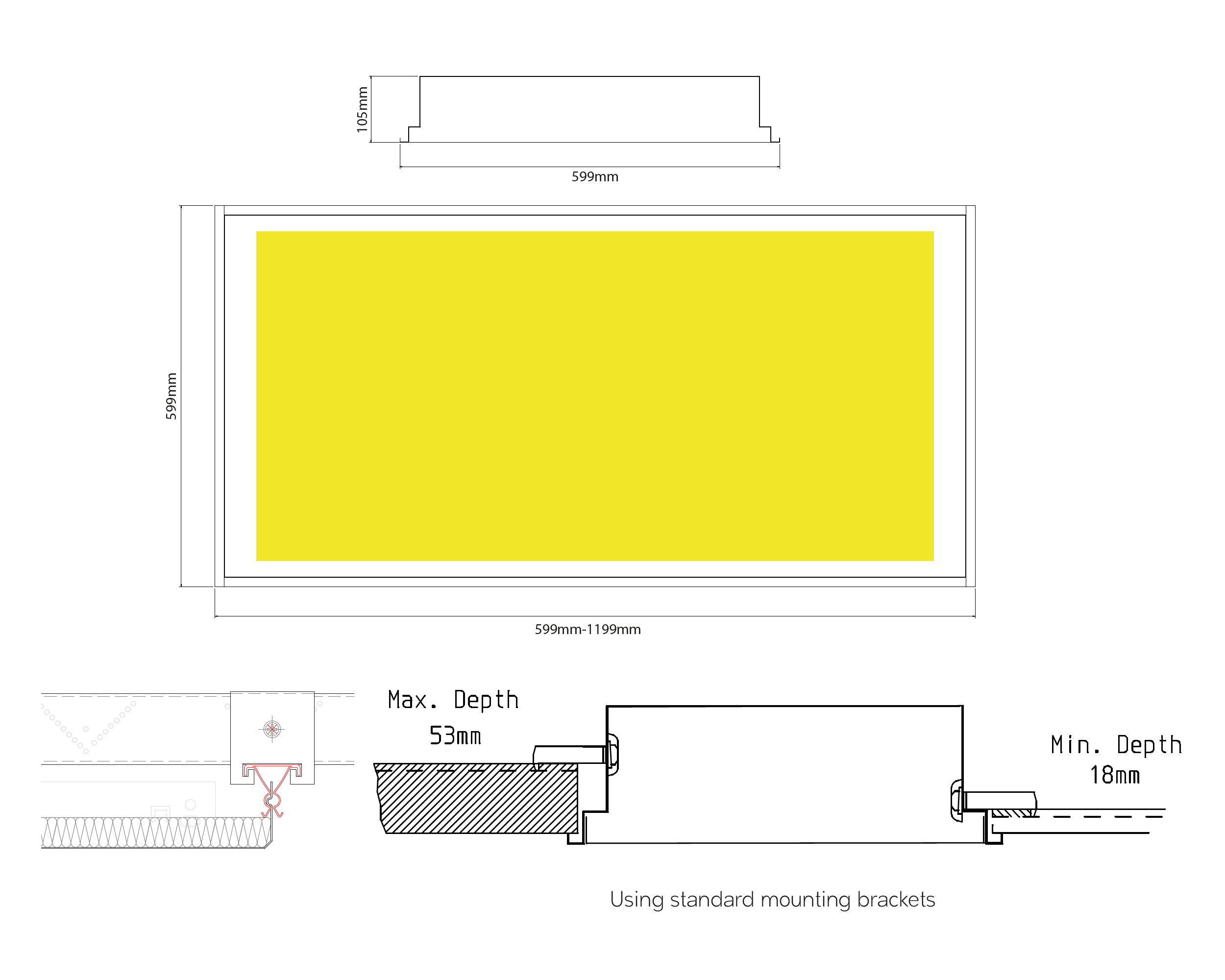 Concealed T Technical Dimensions & Drawing